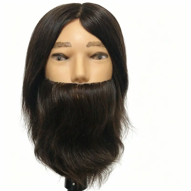Male Mannequin Head with 100% Real Beard for Barbering
