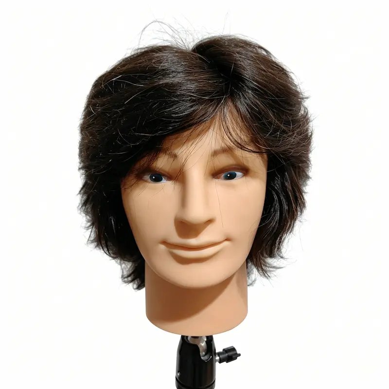 Professional Barber Training Head with Mustache and Beard