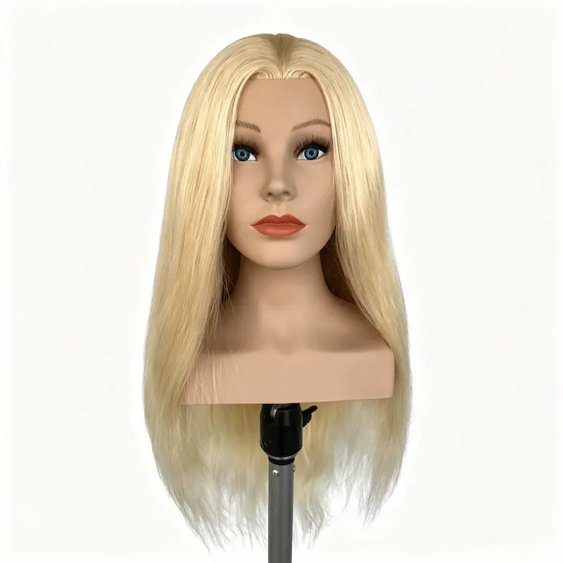 Blended Hair Hairdresser Practice Head with Shoulders and Makeup