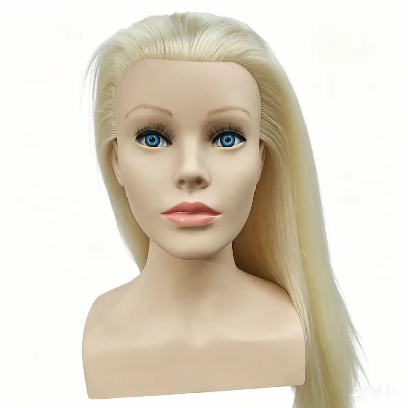 Premium 100% Human Hair Female Training Head with Bust